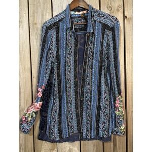Aratta Silent Journey Embroidered Boho Sheer Blouse‎ Medium